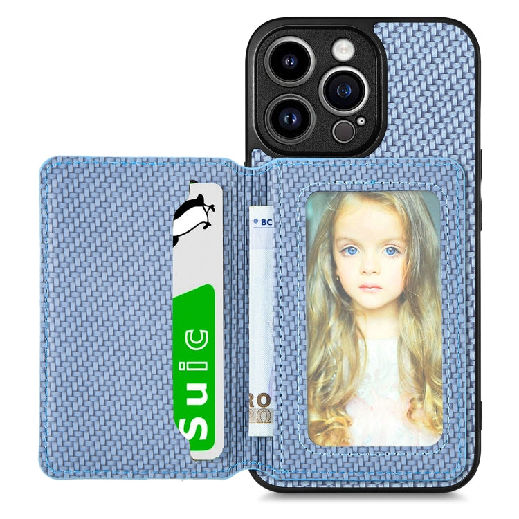 For iPhone 13 Pro Max Carbon Fiber Magnetic Card Bag Phone Case