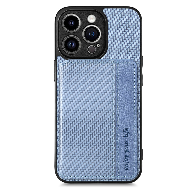 For iPhone 13 Pro Max Carbon Fiber Magnetic Card Bag Phone Case