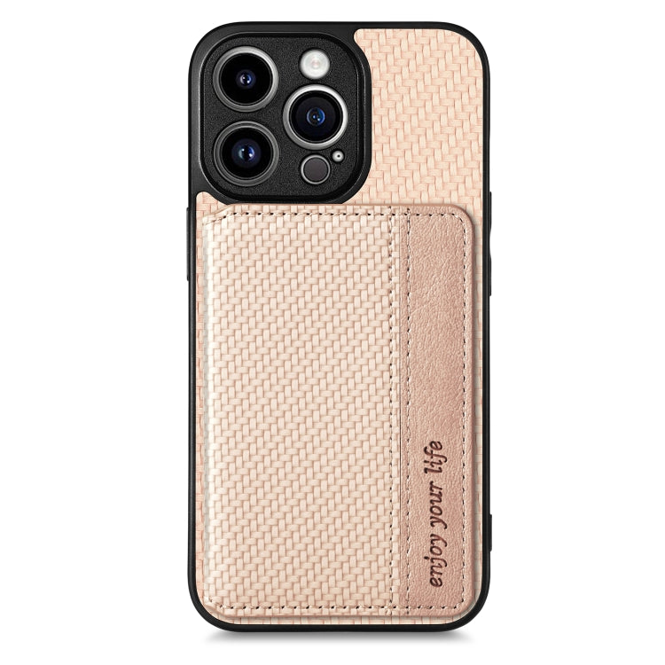 For iPhone 13 Pro Max Carbon Fiber Magnetic Card Bag Phone Case