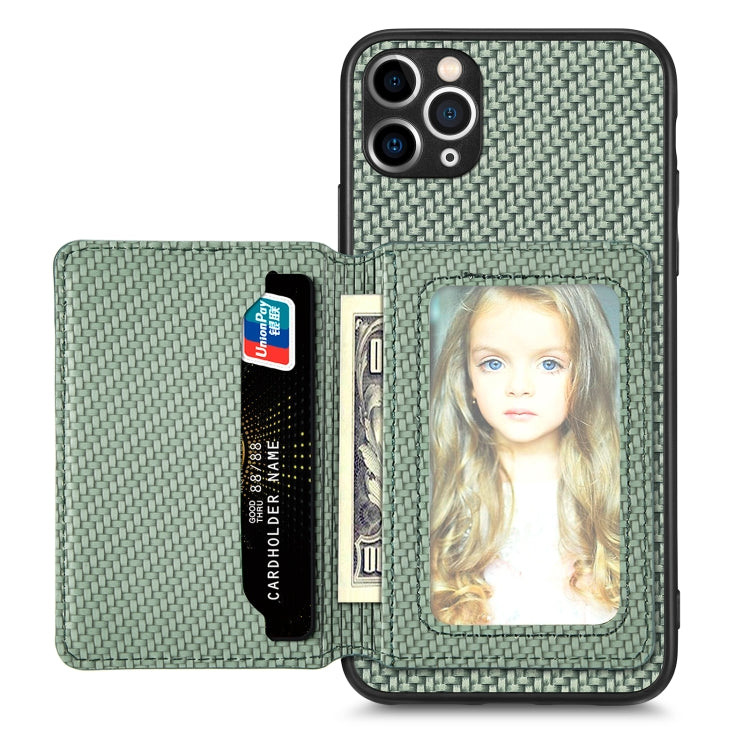 For iPhone 11 Pro Carbon Fiber Magnetic Card Bag Phone Case