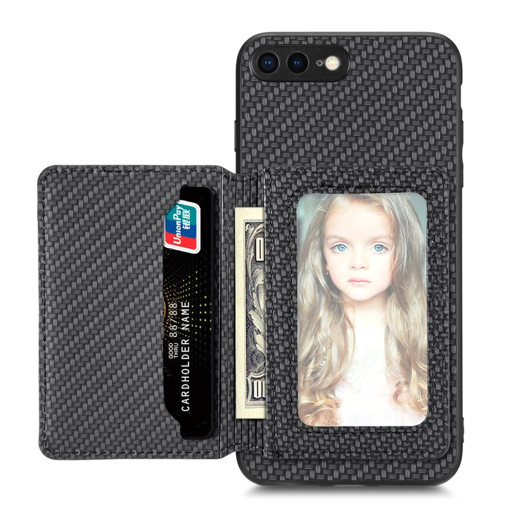 For iPhone SE 2022 / 2020 / 7 / 8 Carbon Fiber Magnetic Card Bag Phone Case