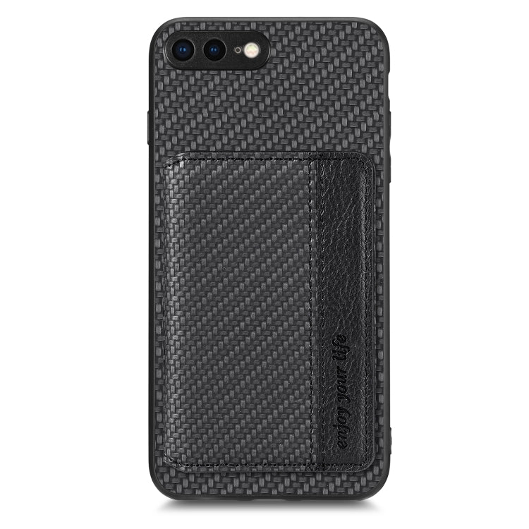 For iPhone SE 2022 / 2020 / 7 / 8 Carbon Fiber Magnetic Card Bag Phone Case