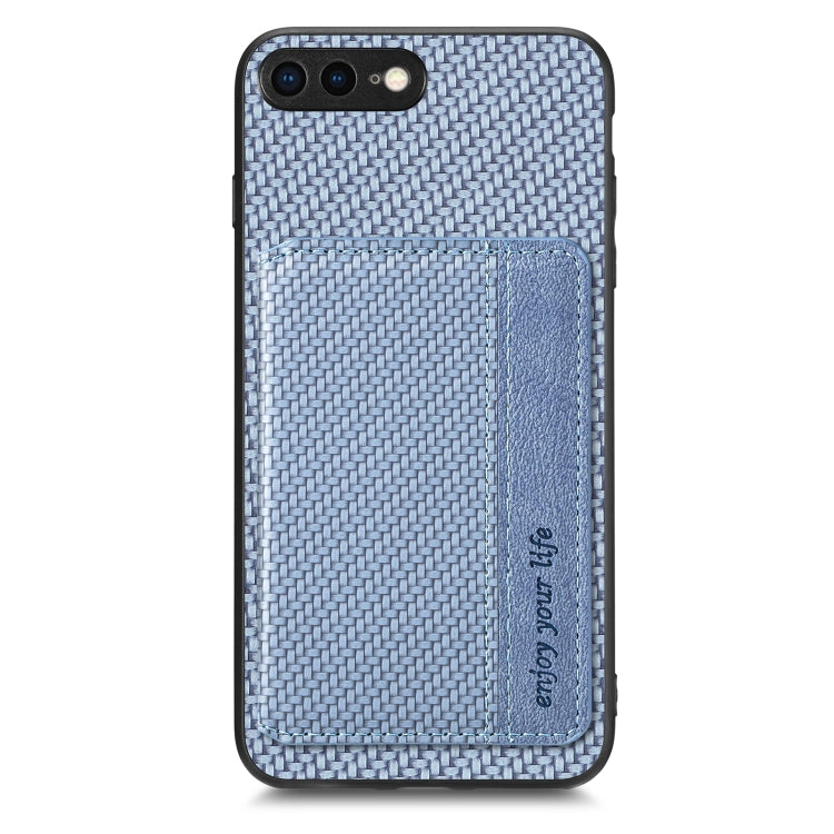 For iPhone SE 2022 / 2020 / 7 / 8 Carbon Fiber Magnetic Card Bag Phone Case