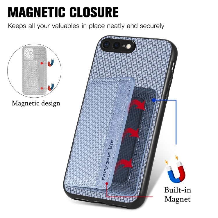 For iPhone SE 2022 / 2020 / 7 / 8 Carbon Fiber Magnetic Card Bag Phone Case