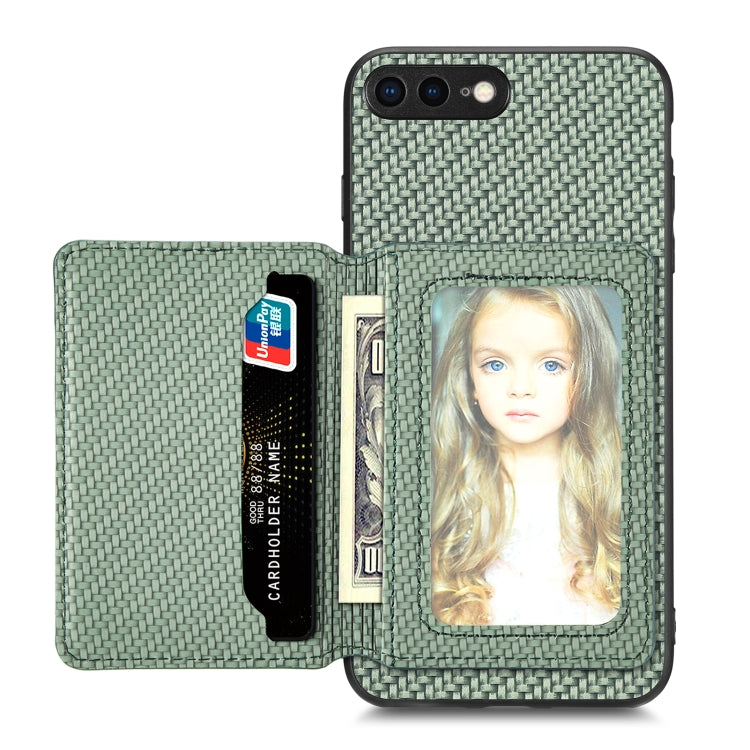 For iPhone SE 2022 / 2020 / 7 / 8 Carbon Fiber Magnetic Card Bag Phone Case