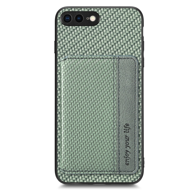 For iPhone SE 2022 / 2020 / 7 / 8 Carbon Fiber Magnetic Card Bag Phone Case