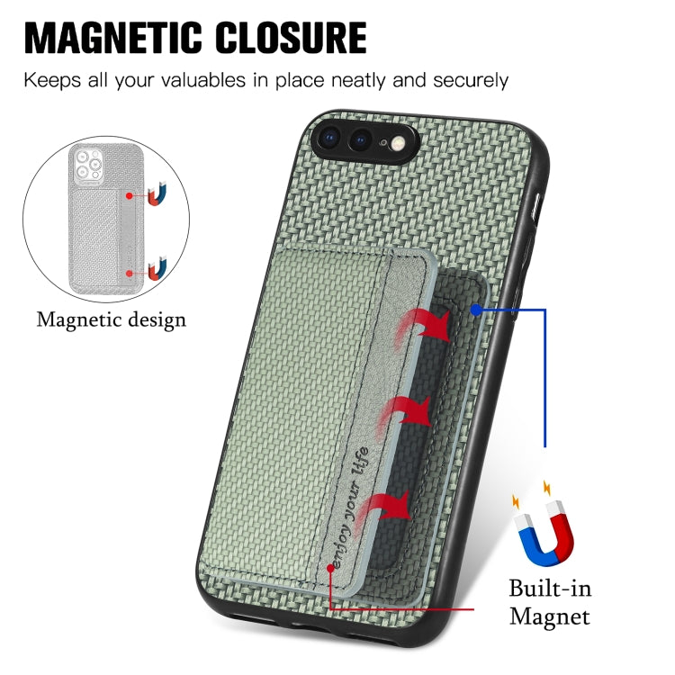 For iPhone SE 2022 / 2020 / 7 / 8 Carbon Fiber Magnetic Card Bag Phone Case
