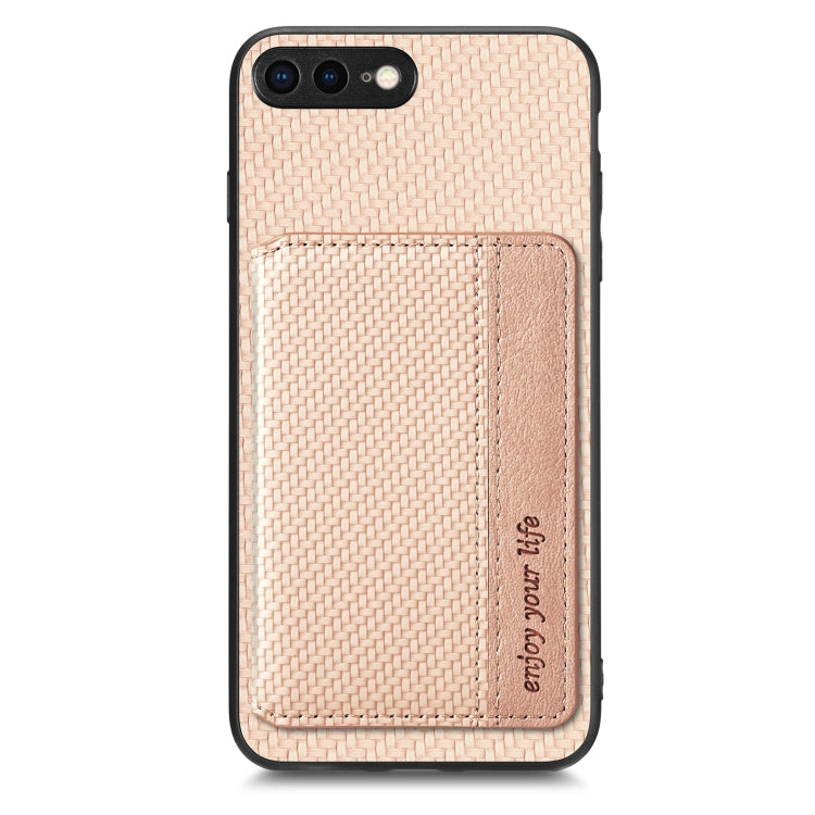For iPhone SE 2022 / 2020 / 7 / 8 Carbon Fiber Magnetic Card Bag Phone Case