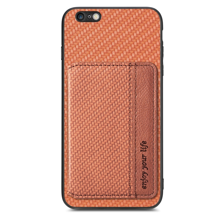 For iPhone 6 / 6s Carbon Fiber Magnetic Card Bag Phone Case