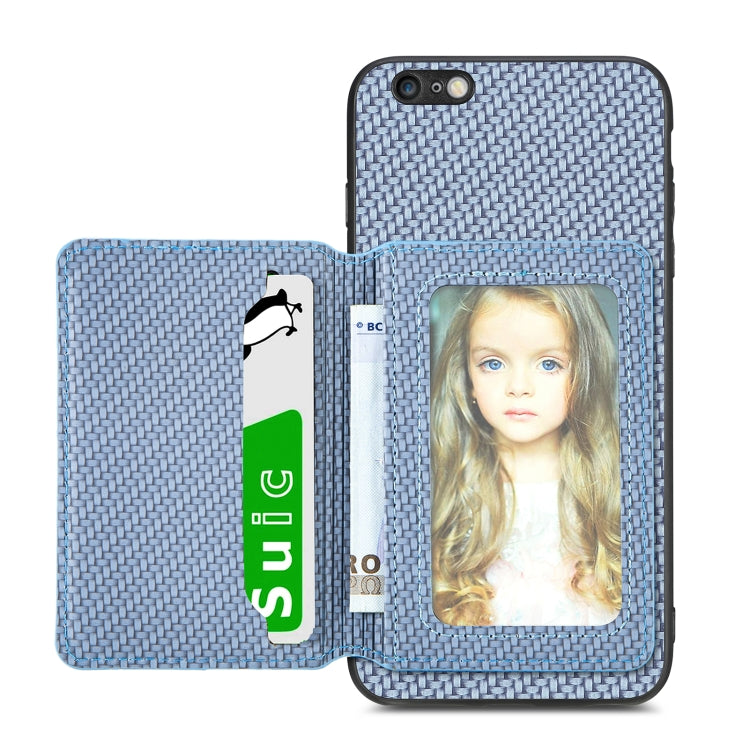 For iPhone 6 / 6s Carbon Fiber Magnetic Card Bag Phone Case