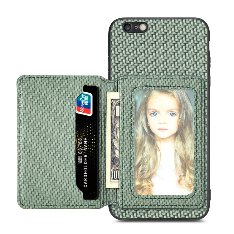 For iPhone 6 / 6s Carbon Fiber Magnetic Card Bag Phone Case