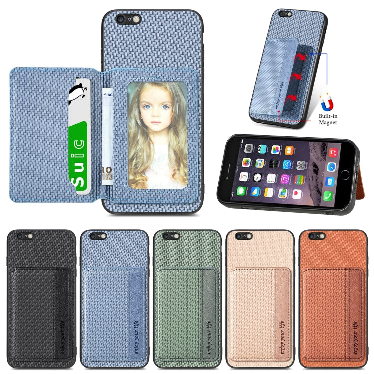 For iPhone 6 / 6s Carbon Fiber Magnetic Card Bag Phone Case