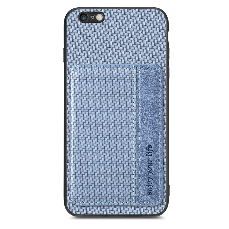 For iPhone 6 Plus / 6s Plus Carbon Fiber Magnetic Card Bag Phone Case