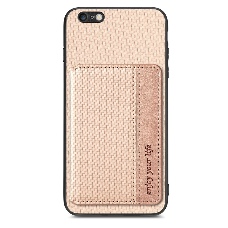 For iPhone 6 Plus / 6s Plus Carbon Fiber Magnetic Card Bag Phone Case
