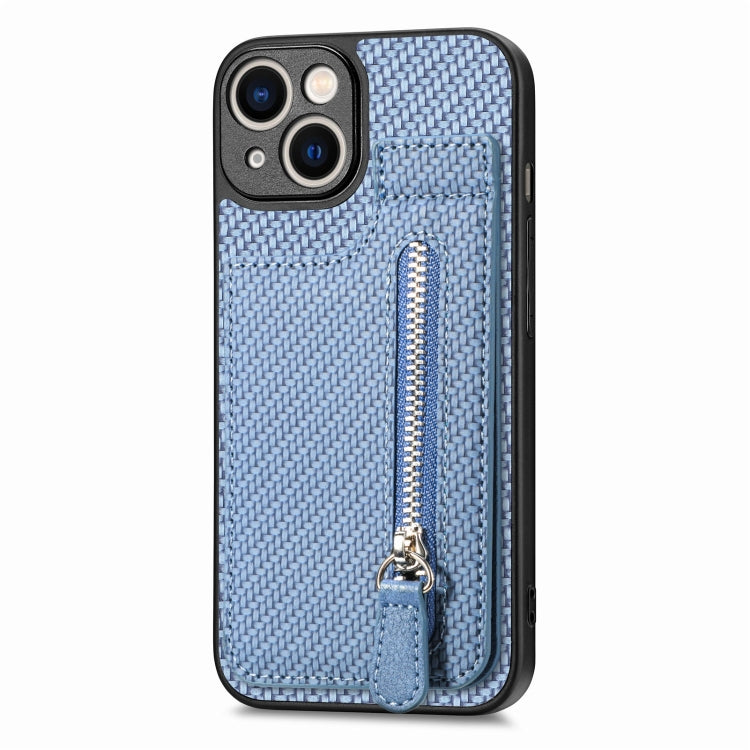 For iPhone 14 Pro Max Carbon Fiber Vertical Flip Zipper Phone Case