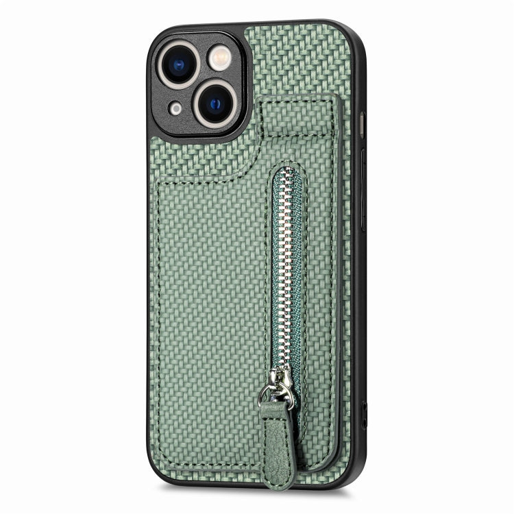 For iPhone 14 Pro Max Carbon Fiber Vertical Flip Zipper Phone Case