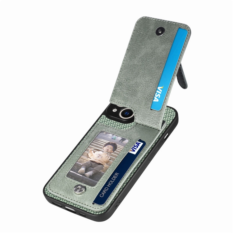 For iPhone 14 Pro Max Carbon Fiber Vertical Flip Zipper Phone Case