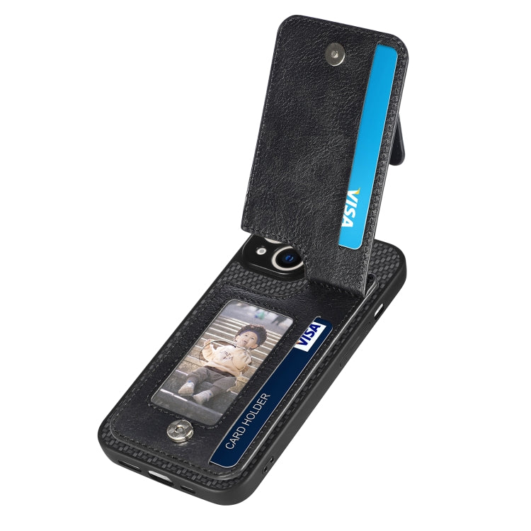 For iPhone 13 Carbon Fiber Vertical Flip Zipper Phone Case