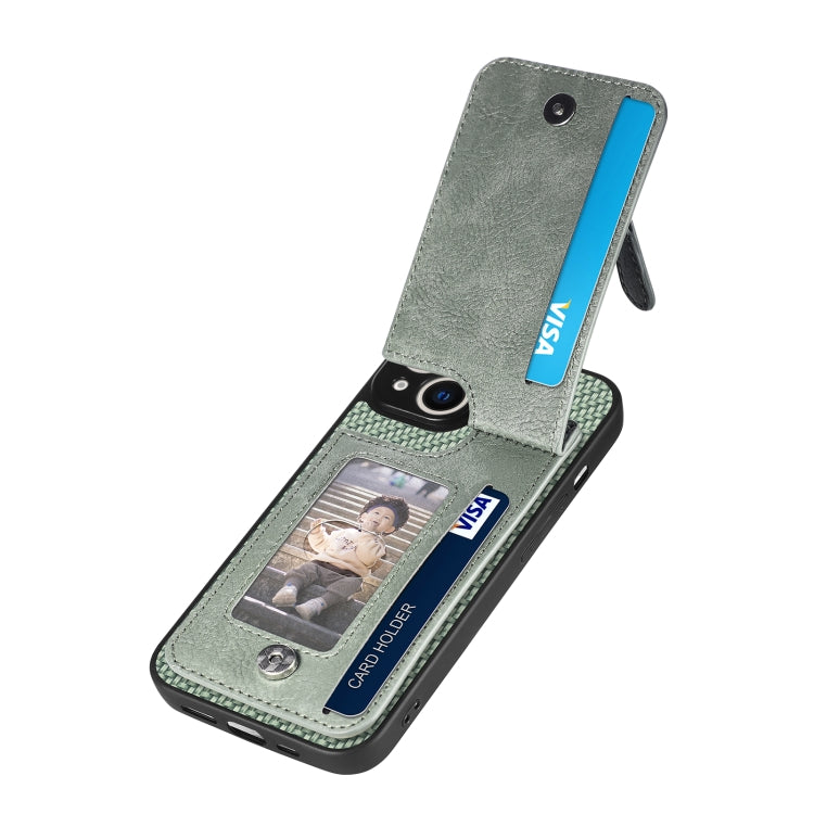 For iPhone 13 Carbon Fiber Vertical Flip Zipper Phone Case