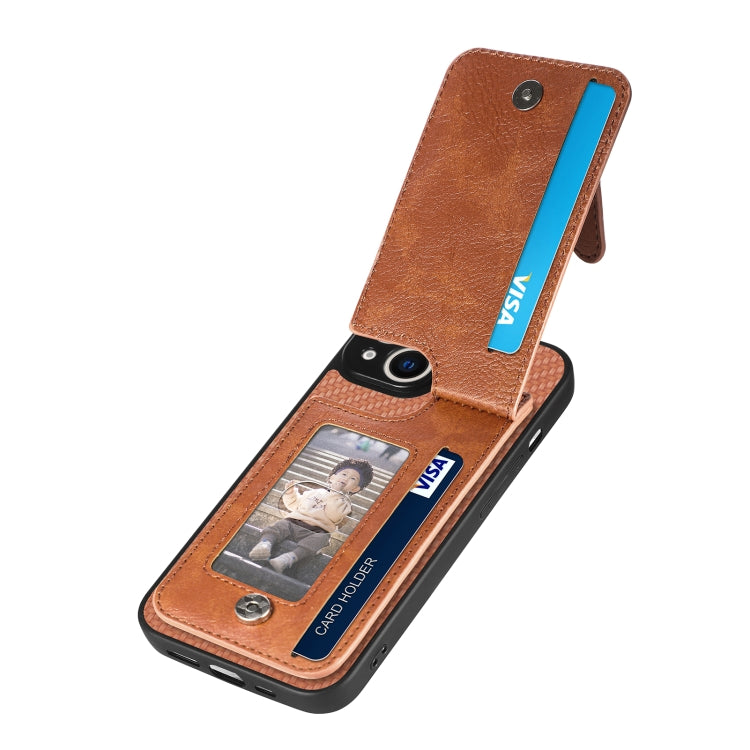 For iPhone 13 Carbon Fiber Vertical Flip Zipper Phone Case