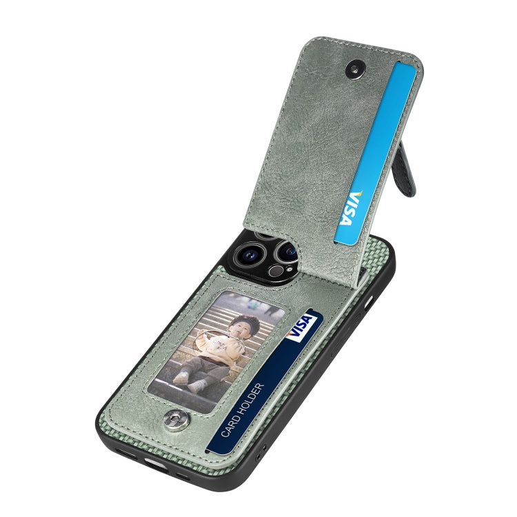 For iPhone 13 Pro Carbon Fiber Vertical Flip Zipper Phone Case