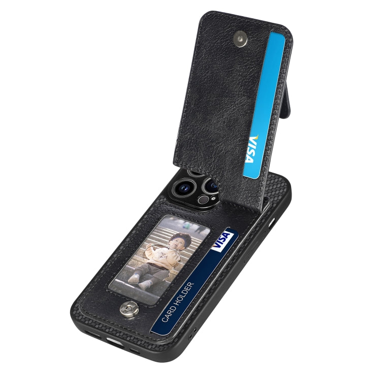 For iPhone 13 Pro Max Carbon Fiber Vertical Flip Zipper Phone Case