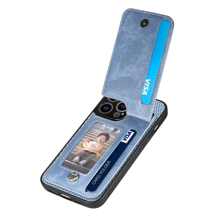 For iPhone 13 Pro Max Carbon Fiber Vertical Flip Zipper Phone Case