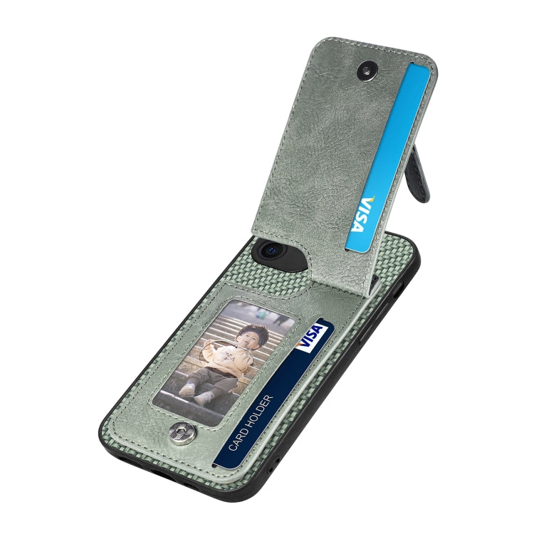 For iPhone 12 Carbon Fiber Vertical Flip Zipper Phone Case