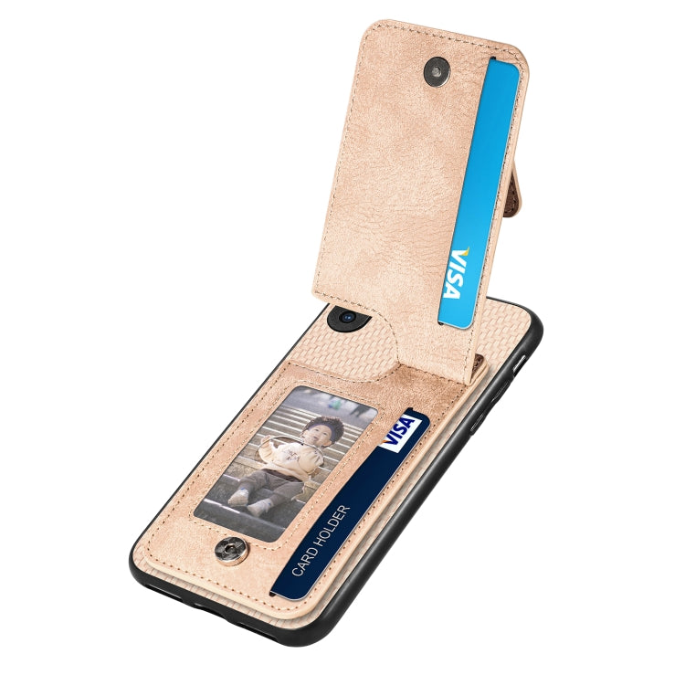 For iPhone X / XS Carbon Fiber Vertical Flip Zipper Phone Case