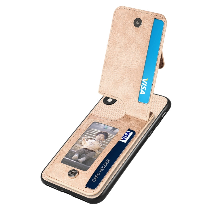 For iPhone XR Carbon Fiber Vertical Flip Zipper Phone Case