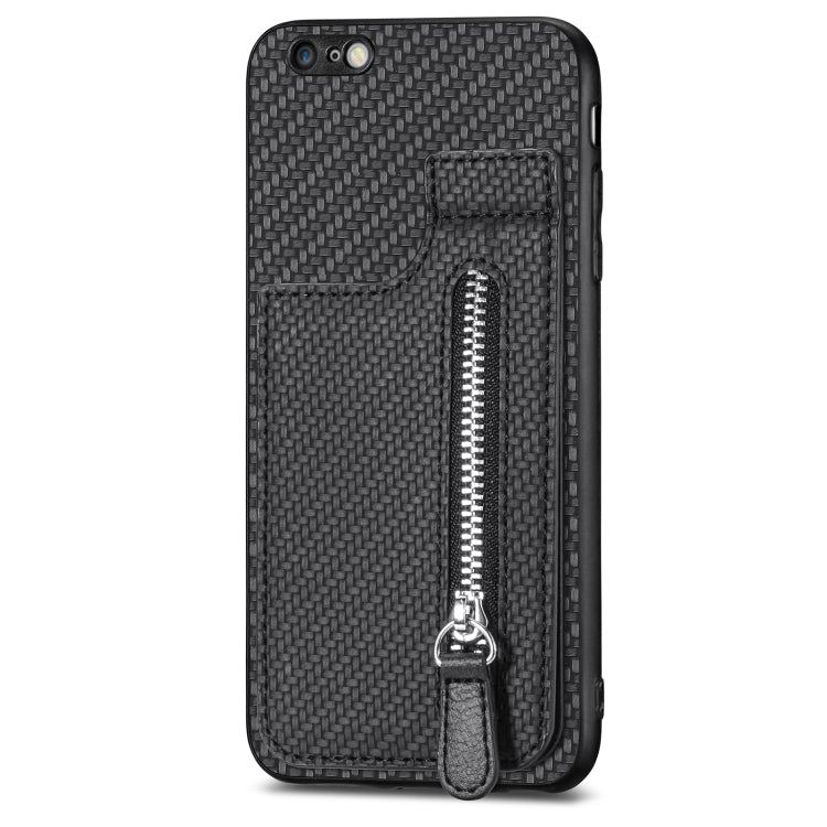 For iPhone 6 / 6s Carbon Fiber Vertical Flip Zipper Phone Case