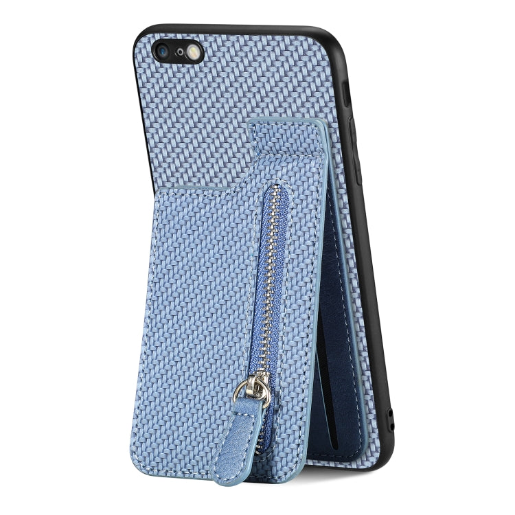 For iPhone 6 / 6s Carbon Fiber Vertical Flip Zipper Phone Case