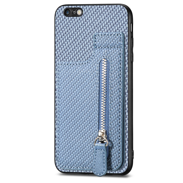 For iPhone 6 / 6s Carbon Fiber Vertical Flip Zipper Phone Case