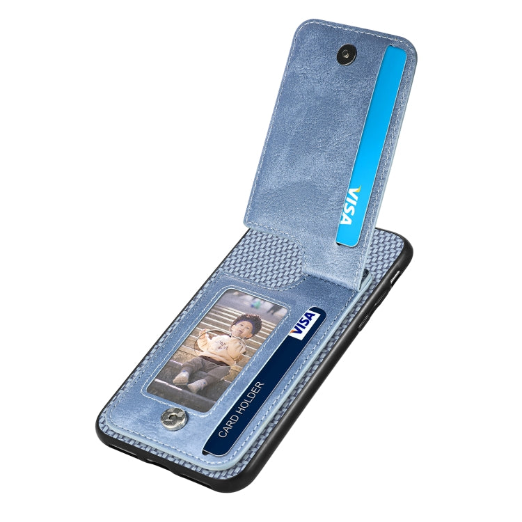 For iPhone 6 / 6s Carbon Fiber Vertical Flip Zipper Phone Case