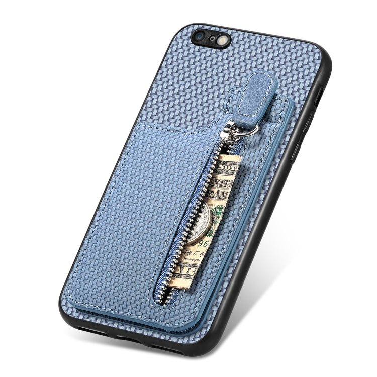 For iPhone 6 / 6s Carbon Fiber Vertical Flip Zipper Phone Case