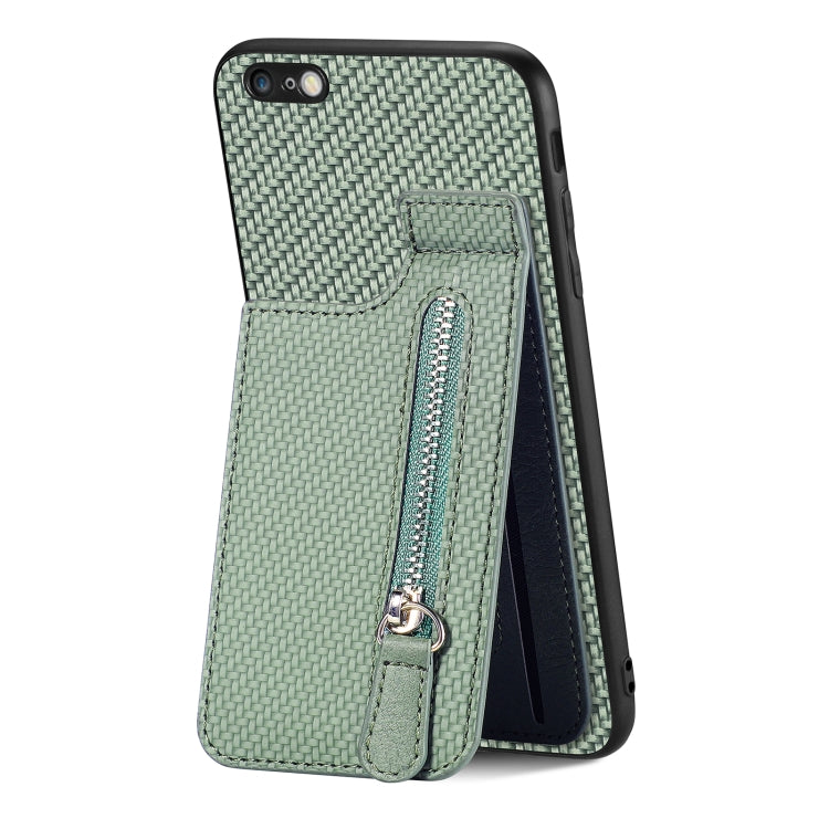 For iPhone 6 / 6s Carbon Fiber Vertical Flip Zipper Phone Case