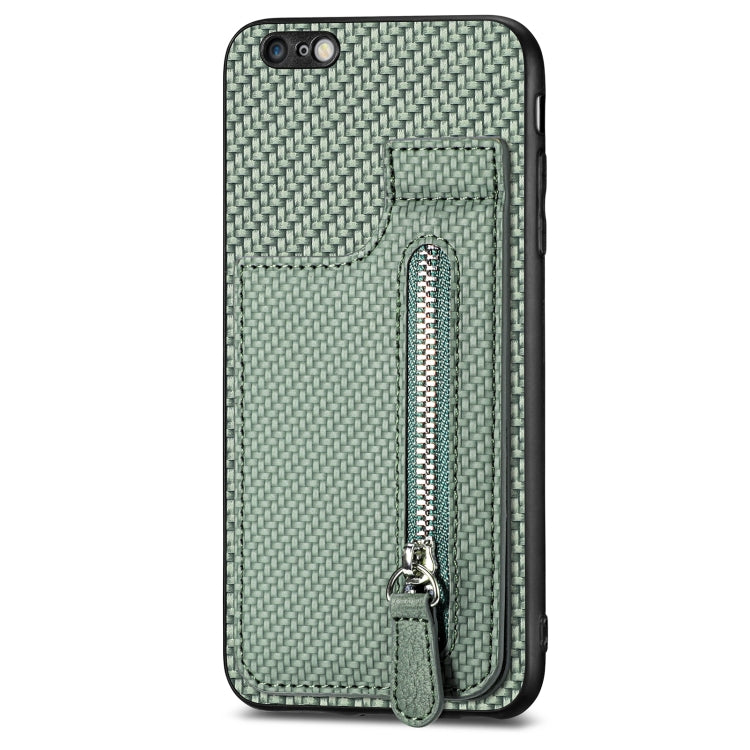 For iPhone 6 / 6s Carbon Fiber Vertical Flip Zipper Phone Case