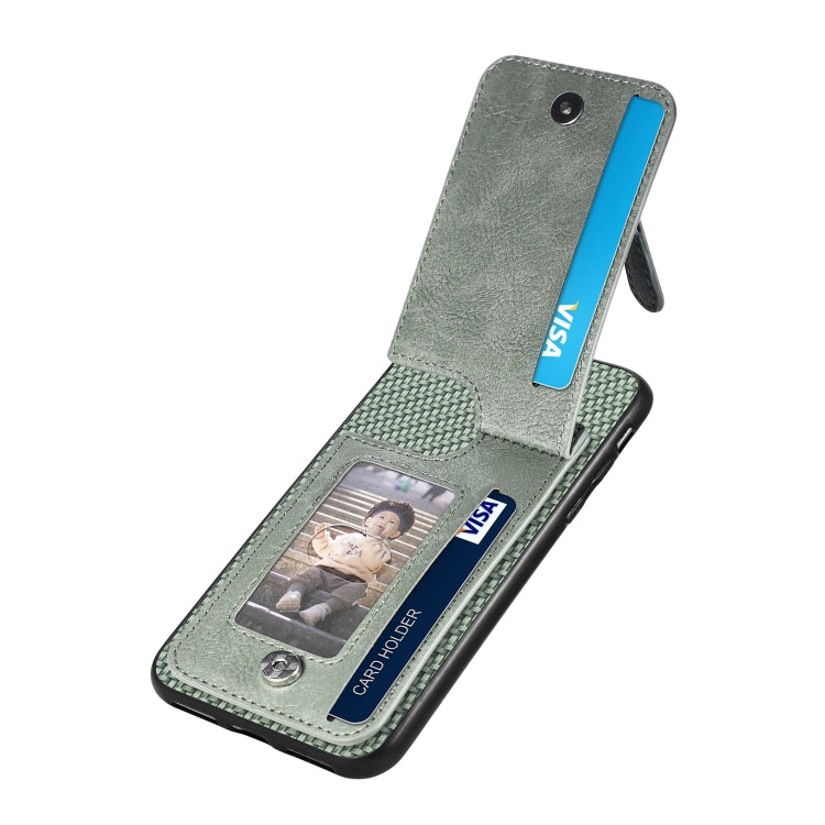 For iPhone 6 / 6s Carbon Fiber Vertical Flip Zipper Phone Case