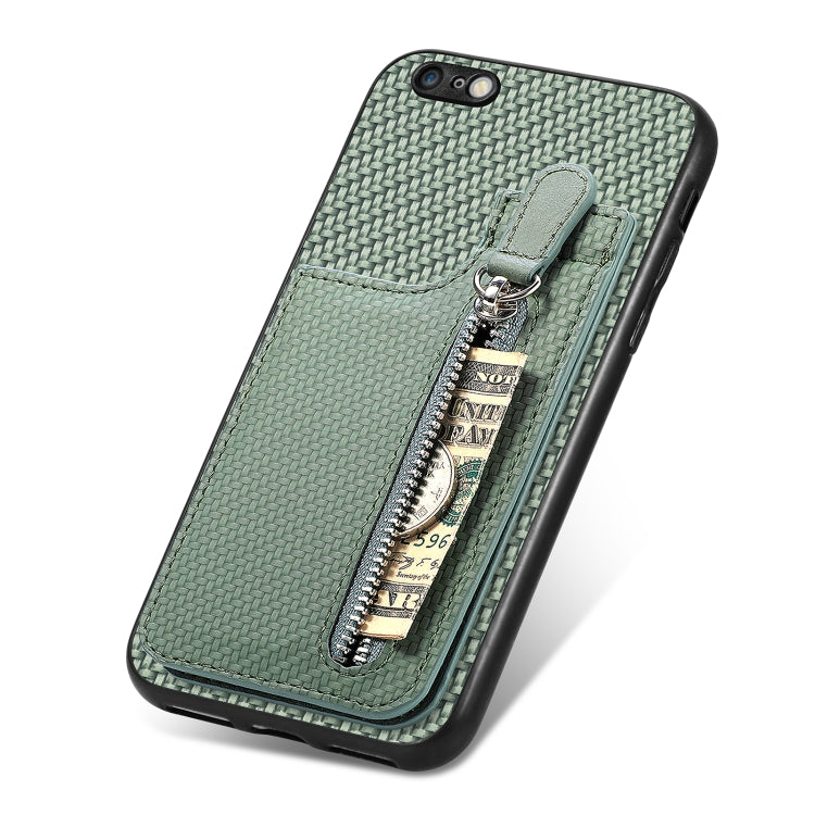 For iPhone 6 / 6s Carbon Fiber Vertical Flip Zipper Phone Case