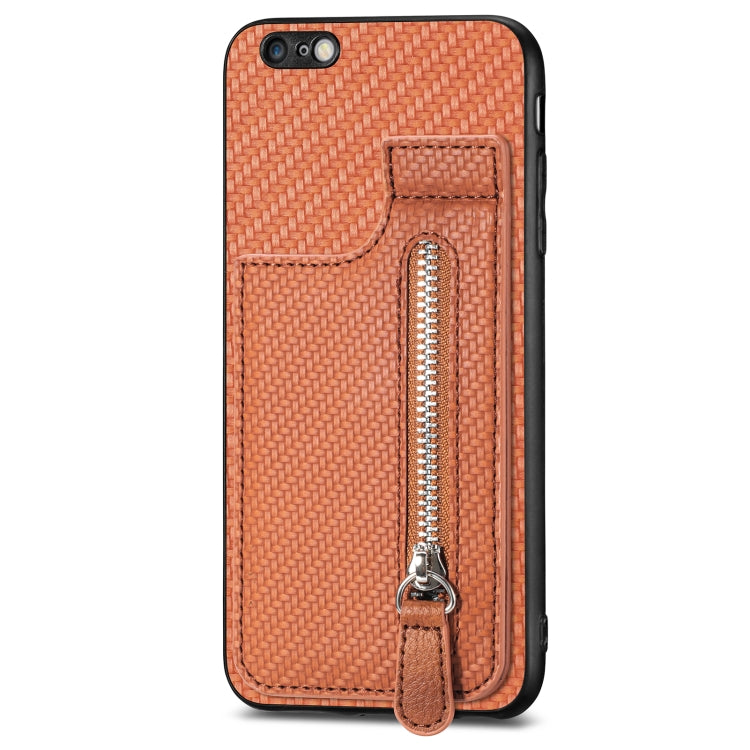 For iPhone 6 / 6s Carbon Fiber Vertical Flip Zipper Phone Case