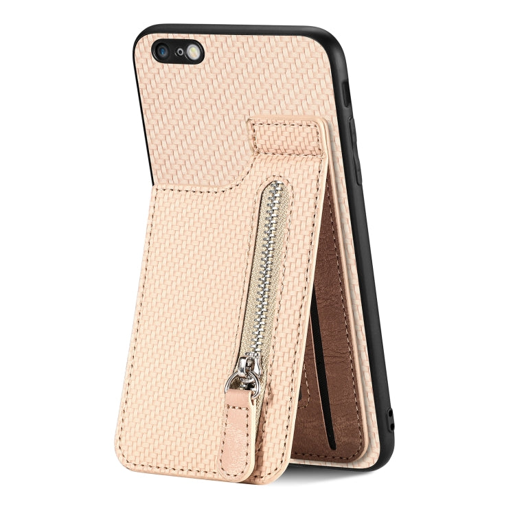 For iPhone 6 / 6s Carbon Fiber Vertical Flip Zipper Phone Case