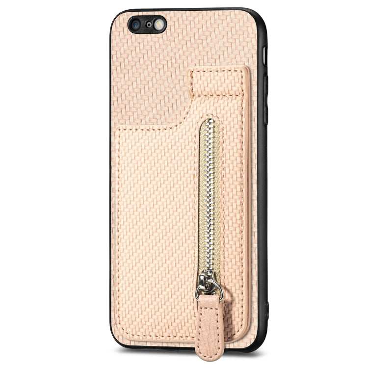 For iPhone 6 / 6s Carbon Fiber Vertical Flip Zipper Phone Case