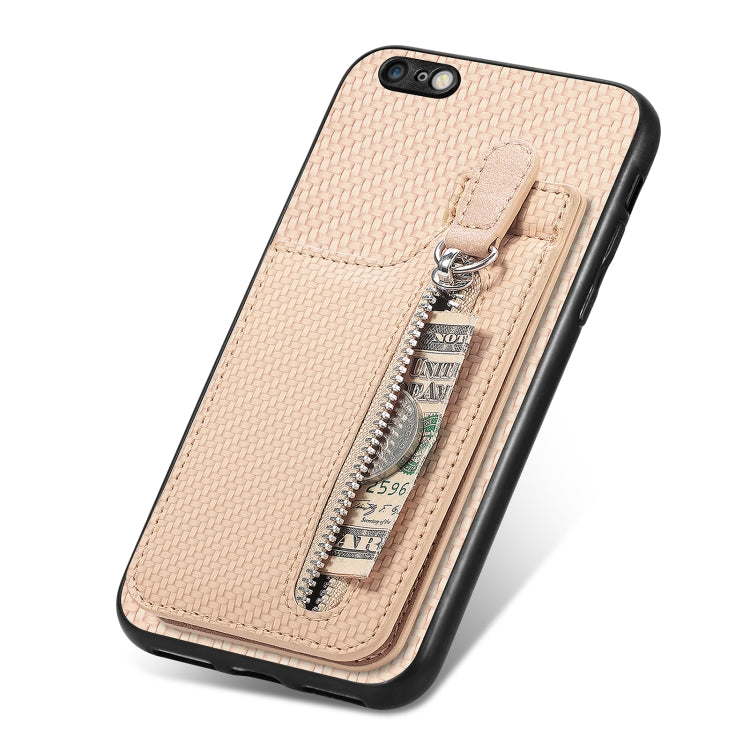 For iPhone 6 / 6s Carbon Fiber Vertical Flip Zipper Phone Case