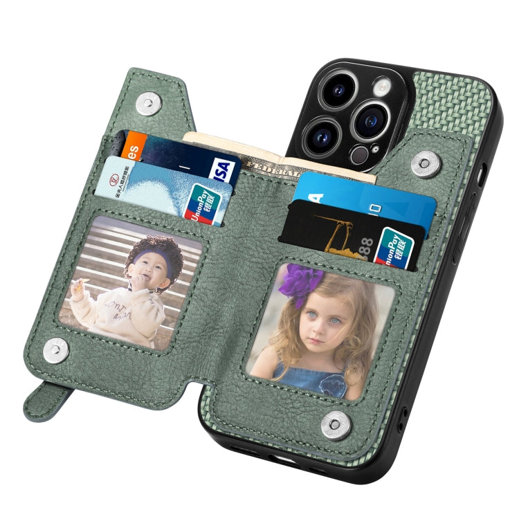 For iPhone 14 Pro Carbon Fiber Horizontal Flip Zipper Wallet Phone Case