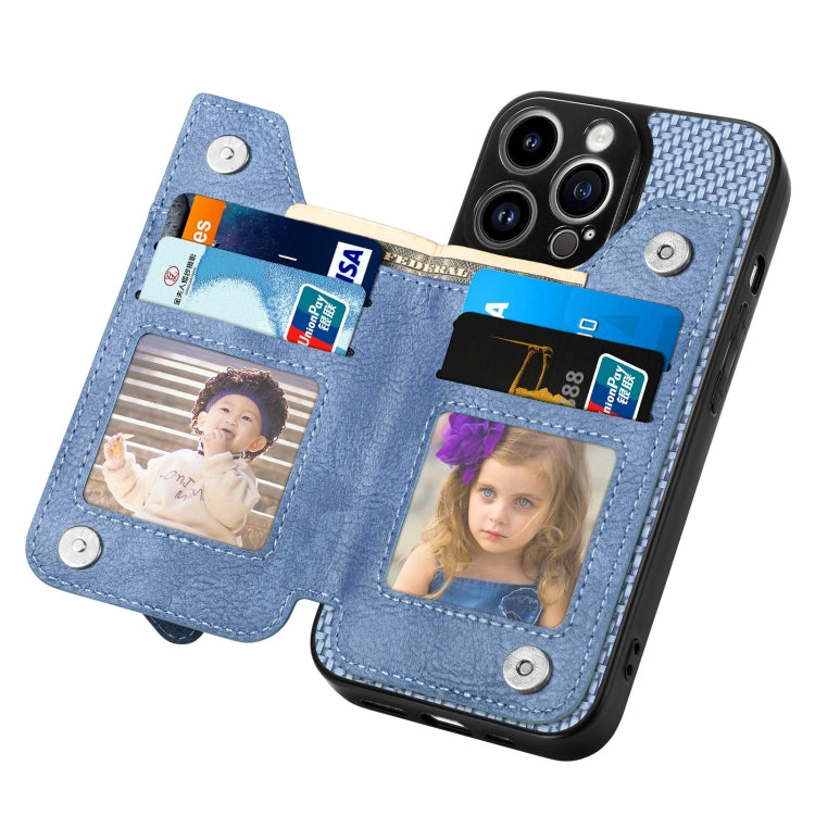For iPhone 14 Pro Max Carbon Fiber Horizontal Flip Zipper Wallet Phone Case