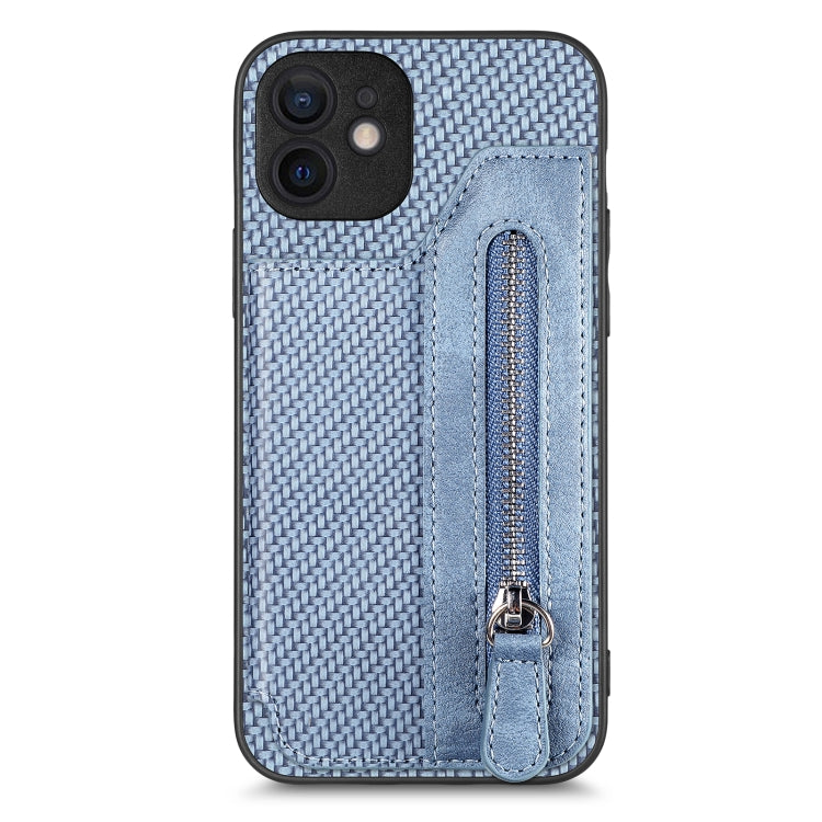 For iPhone 11 Pro  Max Carbon Fiber Horizontal Flip Zipper Wallet Phone Case