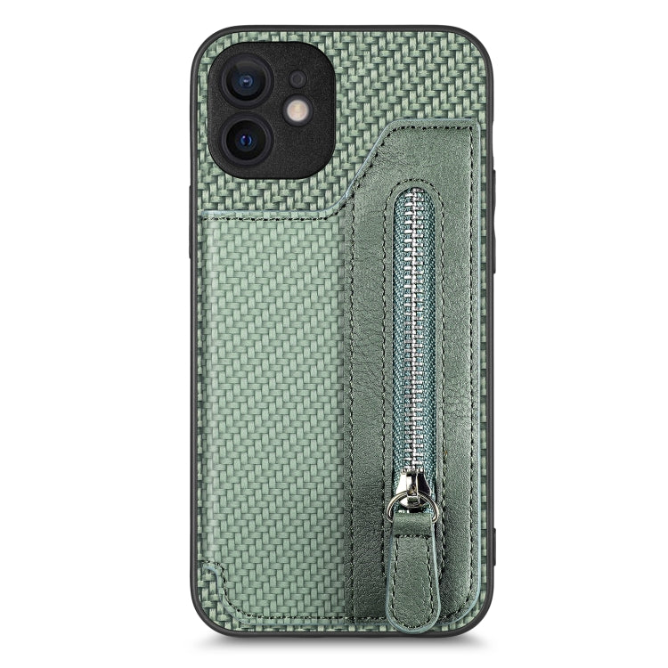 For iPhone 11 Pro  Max Carbon Fiber Horizontal Flip Zipper Wallet Phone Case