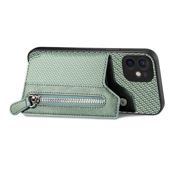 For iPhone 11 Pro  Max Carbon Fiber Horizontal Flip Zipper Wallet Phone Case