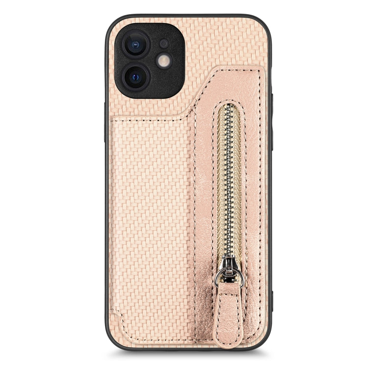 For iPhone 11 Pro  Max Carbon Fiber Horizontal Flip Zipper Wallet Phone Case
