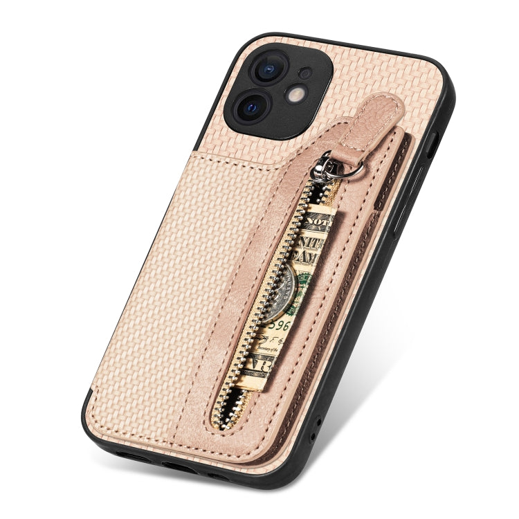 For iPhone 11 Pro  Max Carbon Fiber Horizontal Flip Zipper Wallet Phone Case